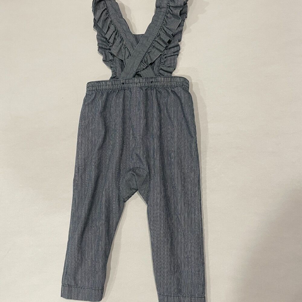 ~ TEA Baby 18-24 m Overalls/Dungarees Adjustable Stripe Blue Toddler Snaps 2 2yr - Picture 10 of 14